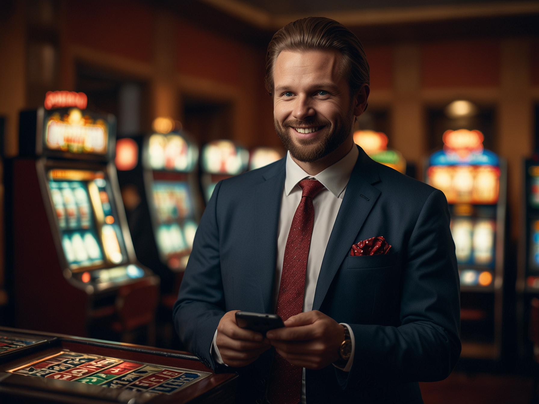 Swedish player celebrating at a slot machine